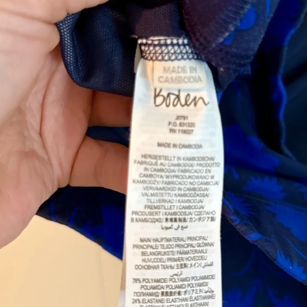 Boden Jessica Active Sports Bra Navy Persian Blue Size 14